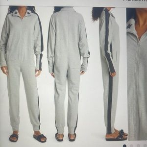 Norma Kamali Bomber Jumpsuit. Heather Grey/dark Grey